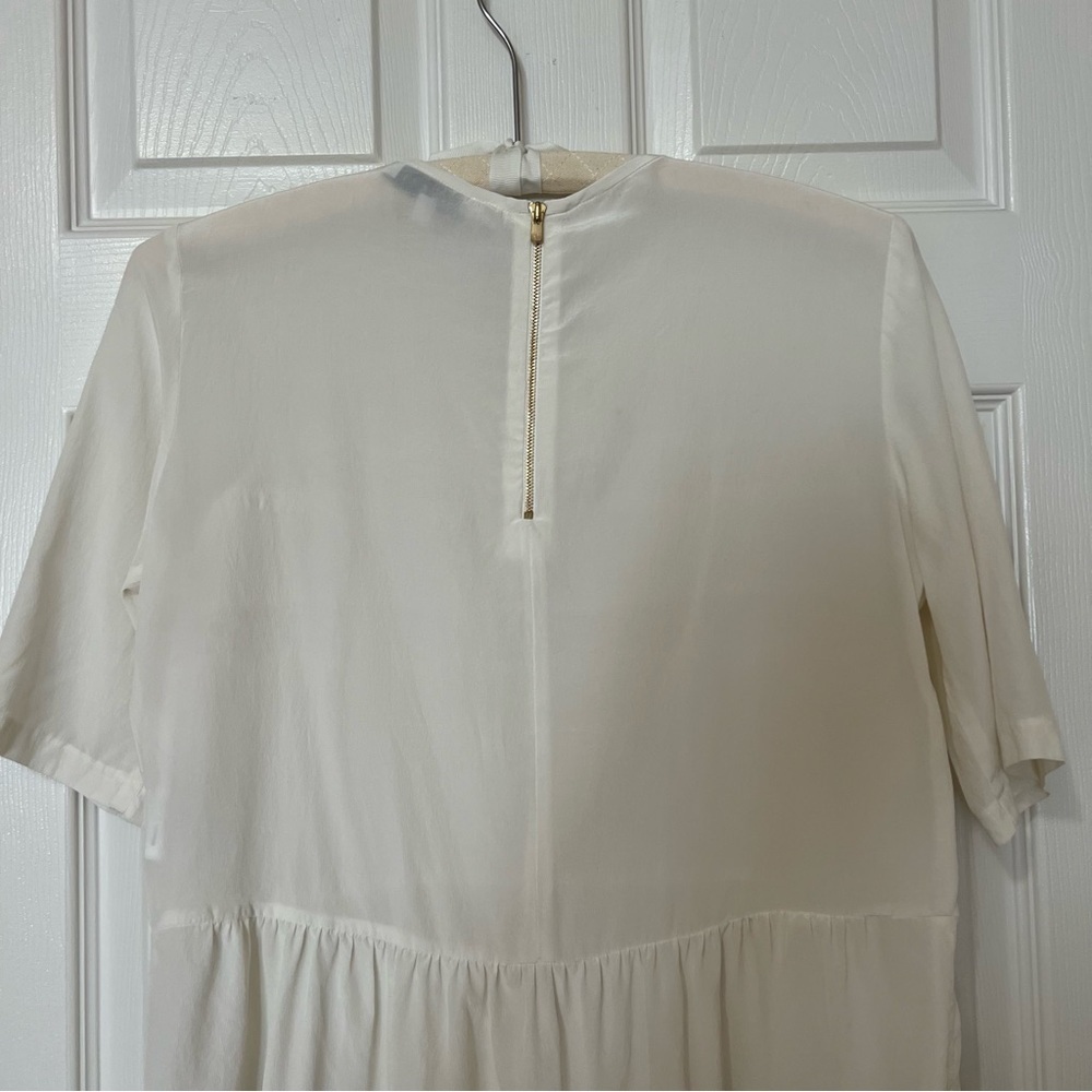 Sandro White Cream Silk Lace Lightweight Flowy Peplum Short Sleeve Blouse - Sz 2 - Picture 8 of 14